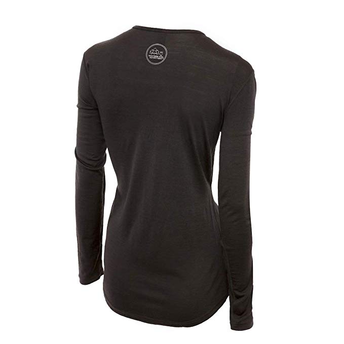 Merino Wool Women's Long Sleeve Top | Crew Neck Shirt | Black