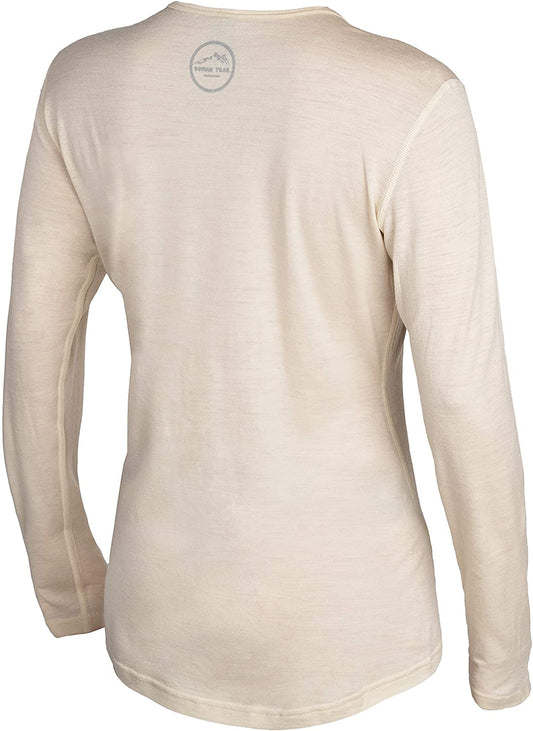 Merino Wool Women's Long Sleeve Top | Crew Neck Shirt  | Cloud Cream