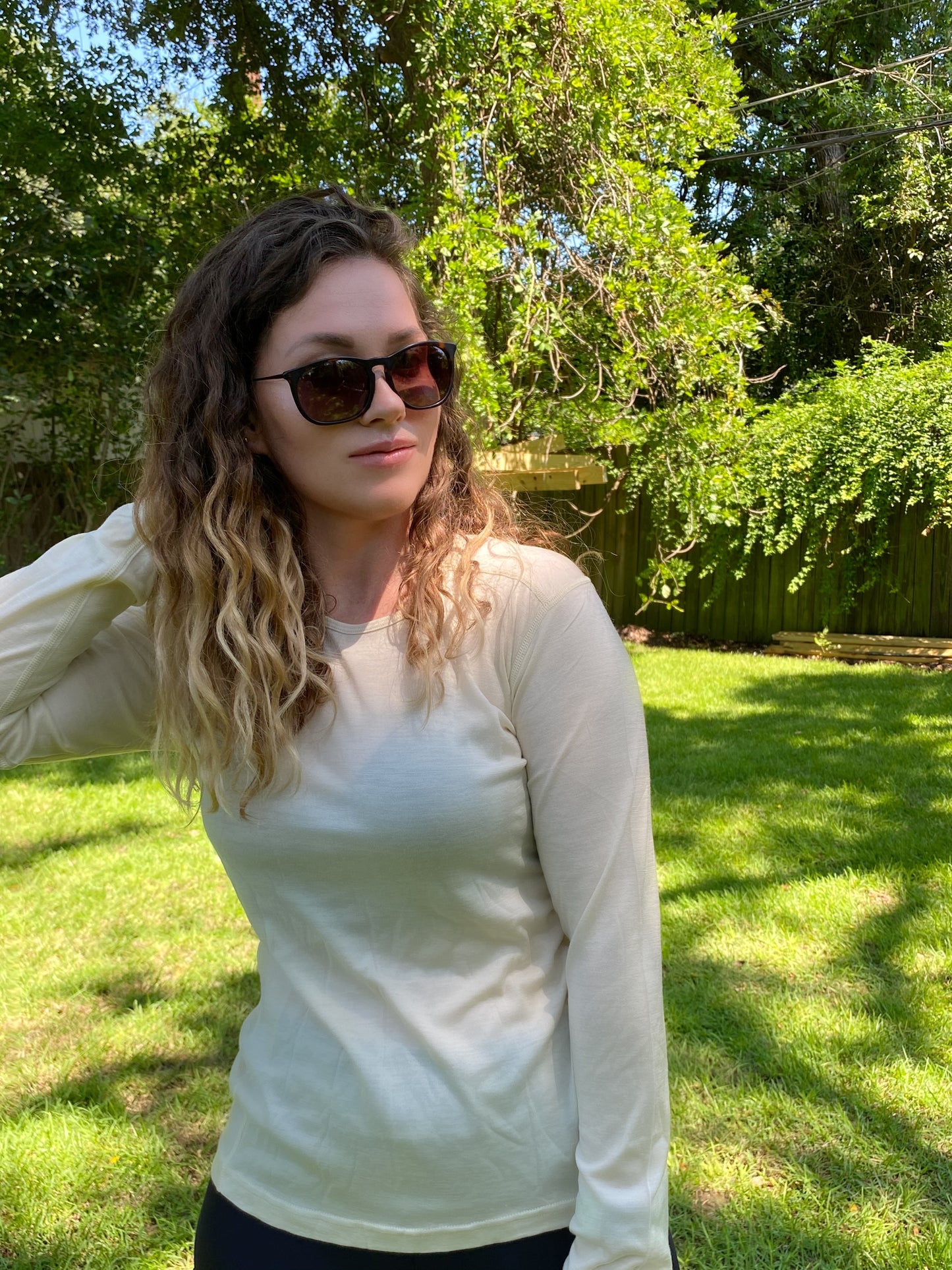 Merino Wool Women's Long Sleeve Top | Crew Neck Shirt | Rust Ochre