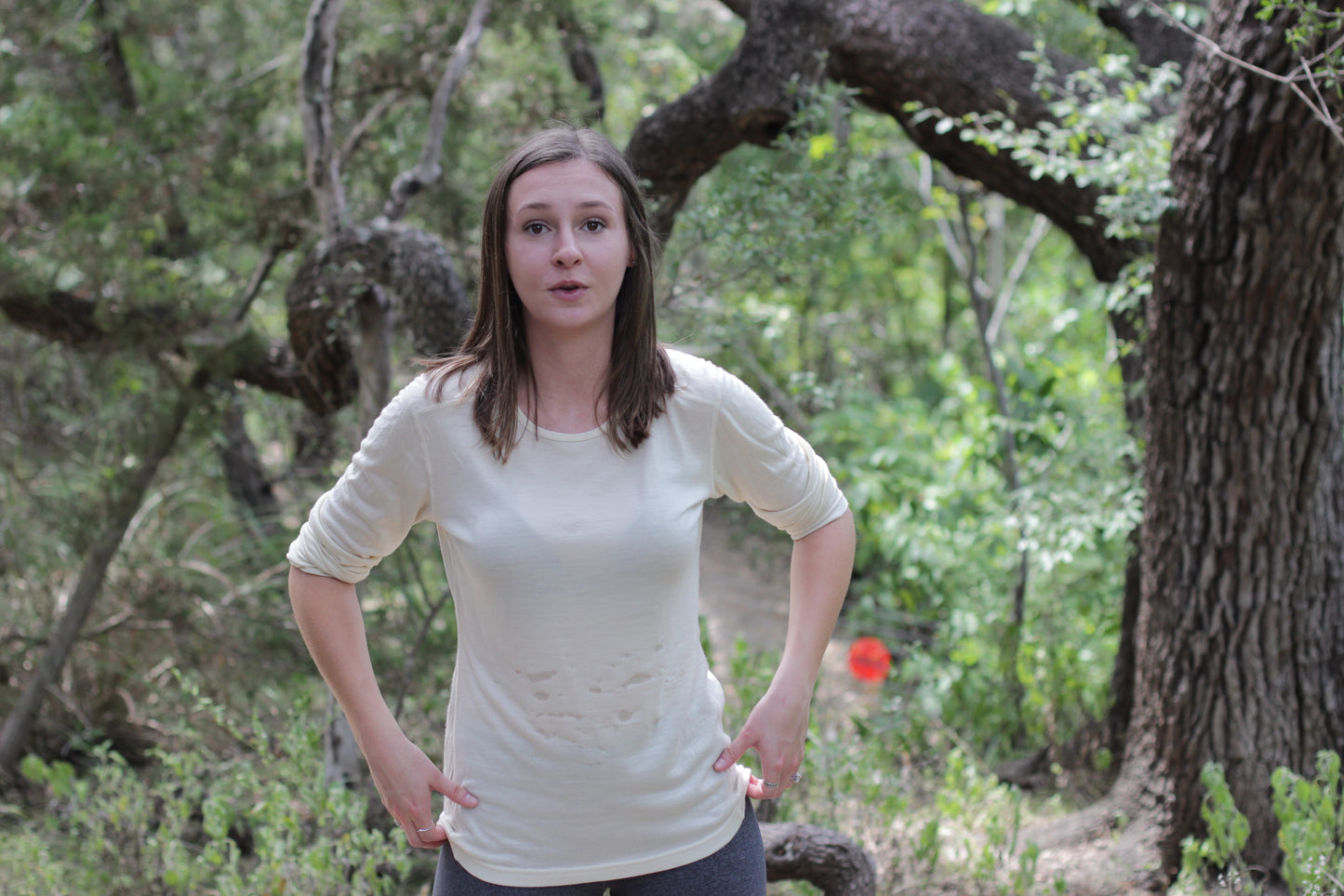 Merino Wool Women's Long Sleeve Top | Crew Neck Shirt | Rust Ochre