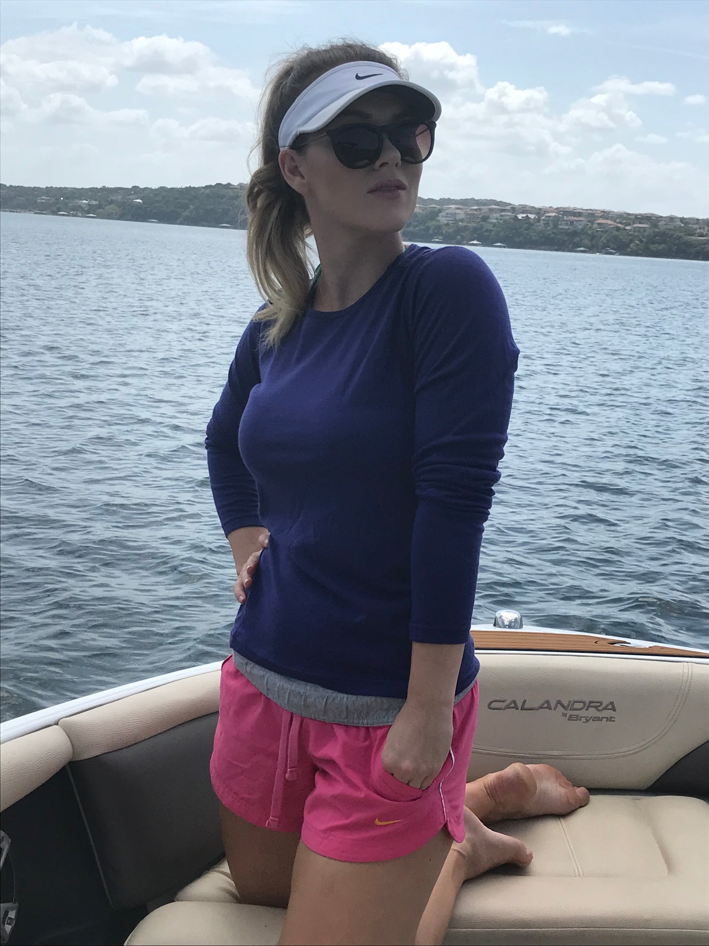 Merino Wool Women's Long Sleeve Top | Crew Neck Shirt | Navy Blue