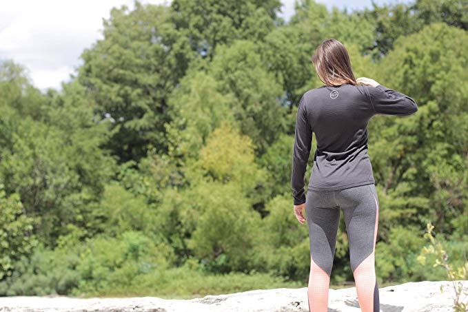 Merino Wool Women's Long Sleeve Top | Crew Neck Shirt | Black
