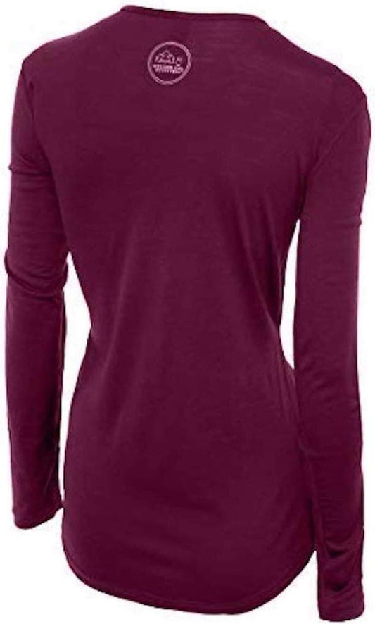 Merino Wool Women's Long Sleeve Top | Crew Neck Shirt | Deep Plum