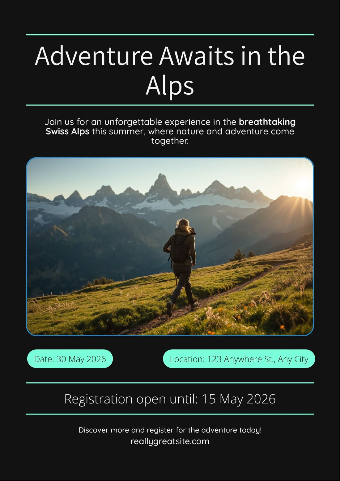 Woman hiking in the Swiss Alps in merino wool