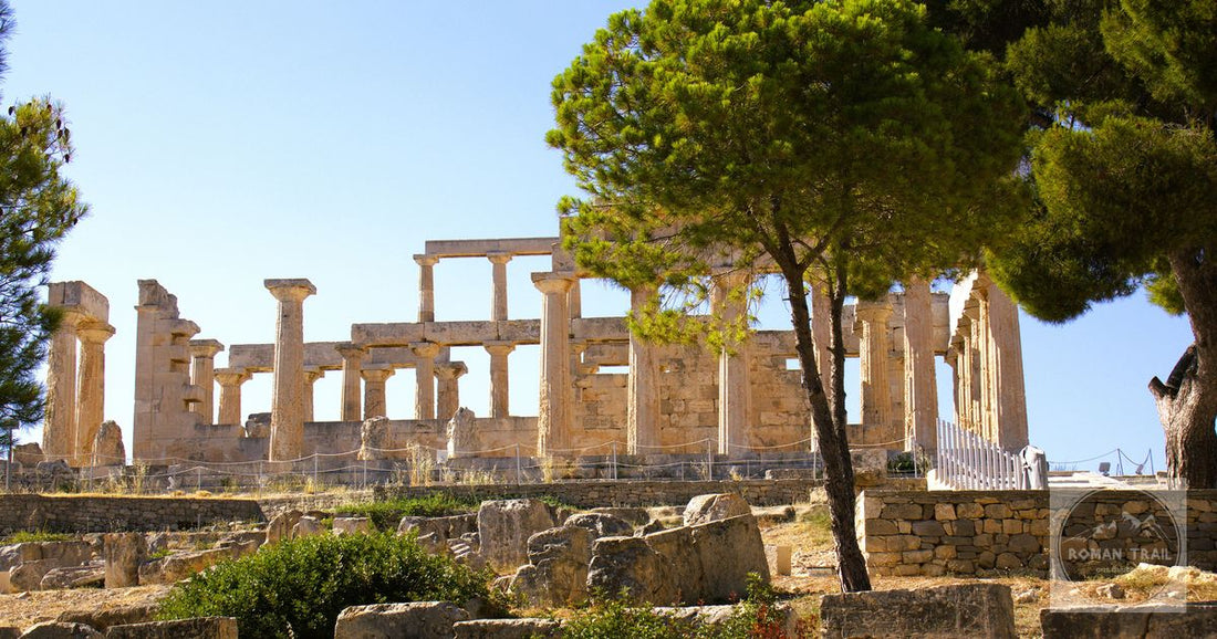 The ruins of the Temple of Aphaia on Aegina, Greece