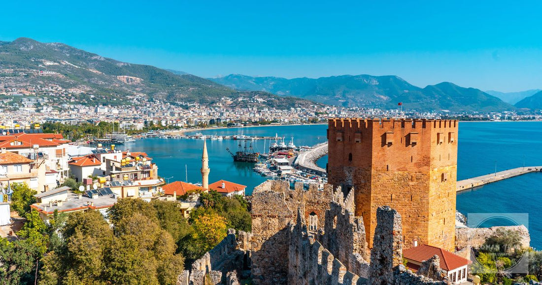 The Kizil Kule tower and harbour at Alanya, Turkiye