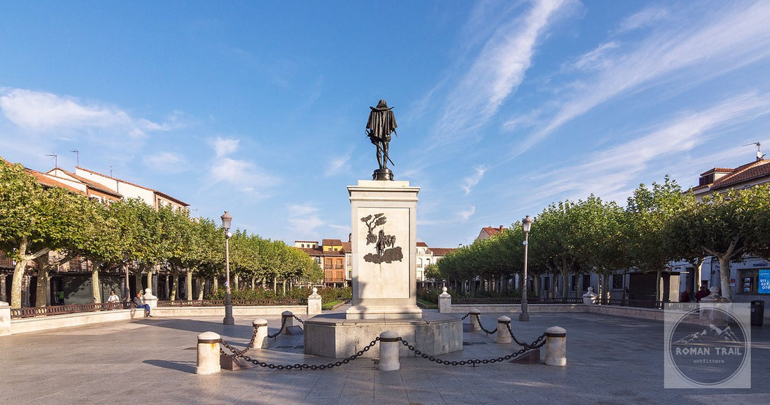 The Cervantes statue on the plaza at Alcala de Henares, Spain