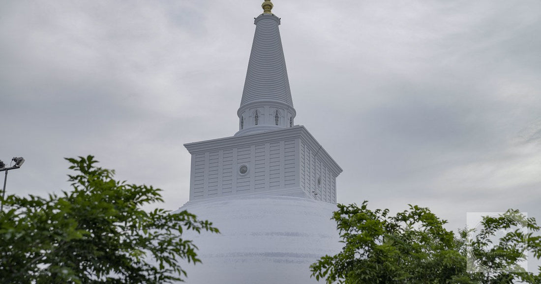 The white Ruwanwelisaya stupa under cloudy skies at Anuradhapura, Sri Lanka
