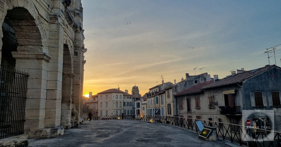 Sunset over the Roman amphitheatre at Arles, France