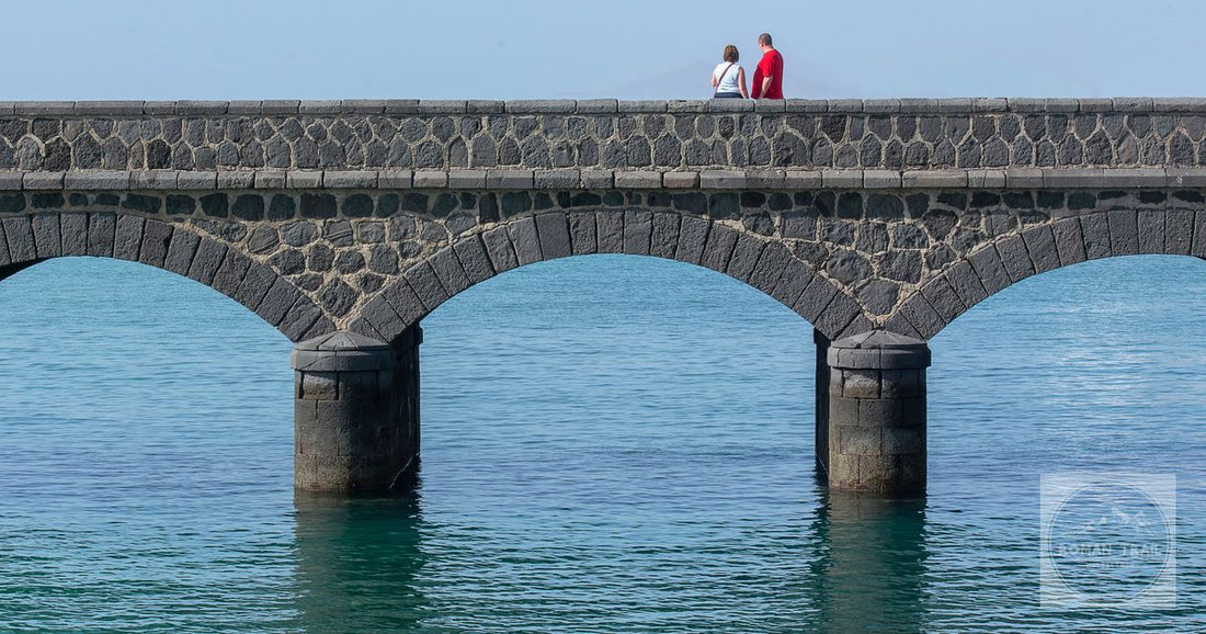 A stone bridge over clear water at Arrecife, Lanzarote