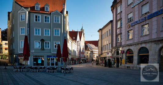The old town square in Augsburg Germany in early morning light