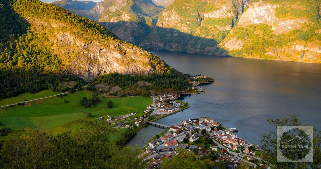 The village, the mountains and the Aurlandsfjord, Norway