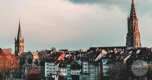 Historic Bern cityscape at golden hour, Switzerland