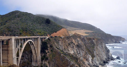 Bixby Creek Bridge in fog on the Big Sur coast, California