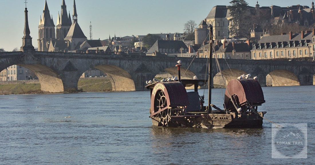 The Jacques Gabriel bridge and old town of Blois, France