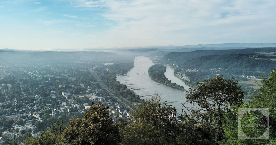 An aerial view of Bonn and the Rhine, Germany