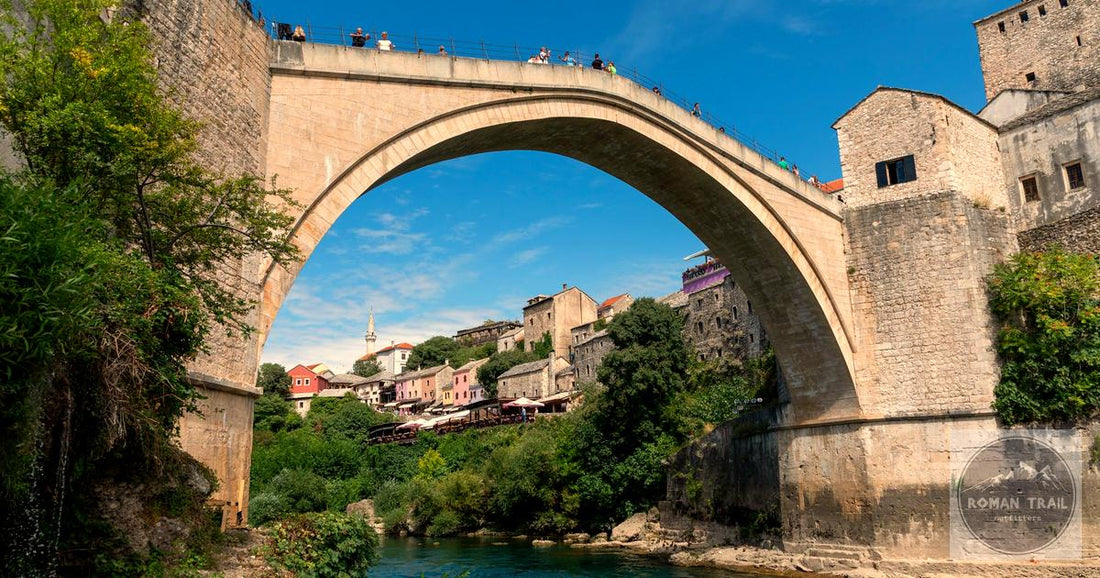 Stari Most bridge Mostar Bosnia at golden hour