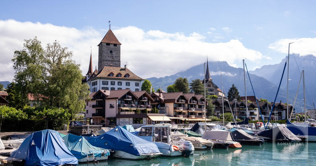 The harbour and covered boats at Brienz, Switzerland