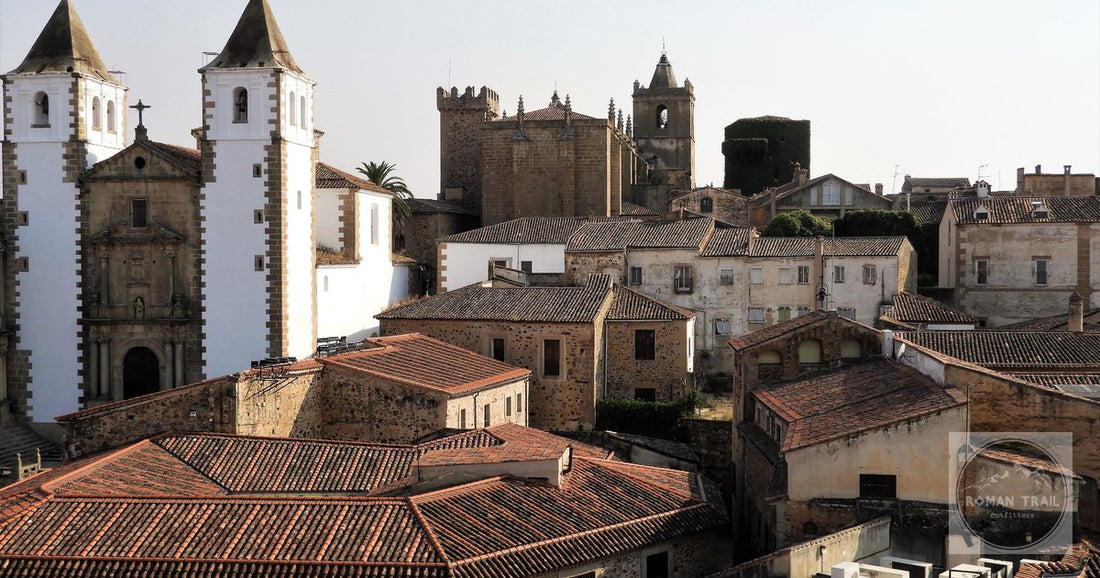 An aerial view of the medieval old town of Cáceres, Extremadura, Spain
