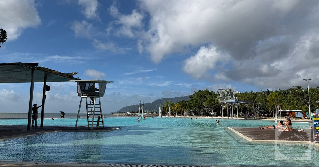 Swimmers at the saltwater Esplanade Lagoon in Cairns, Queensland