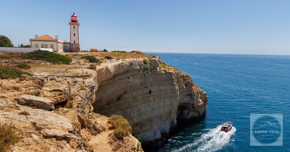 The lighthouse and cliffs at Carvoeiro on the Algarve, Portugal