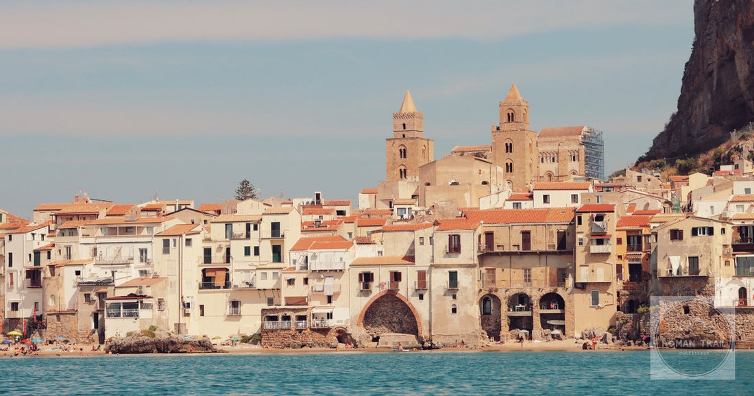 The coast and old buildings of Cefalu, Sicily