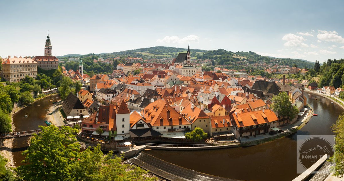 Red roofs above the Vltava river at Cesky Krumlov, Czechia