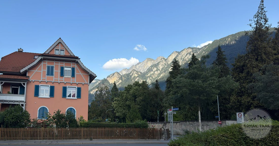 A house at Chur with the mountains behind, Switzerland
