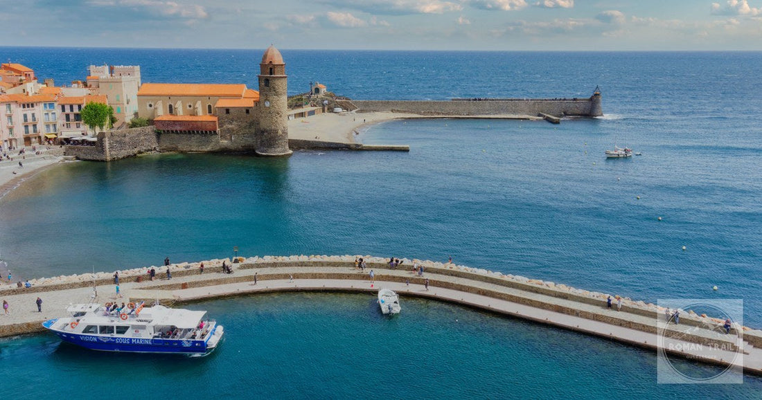 The harbour, lighthouse and church of Collioure, France