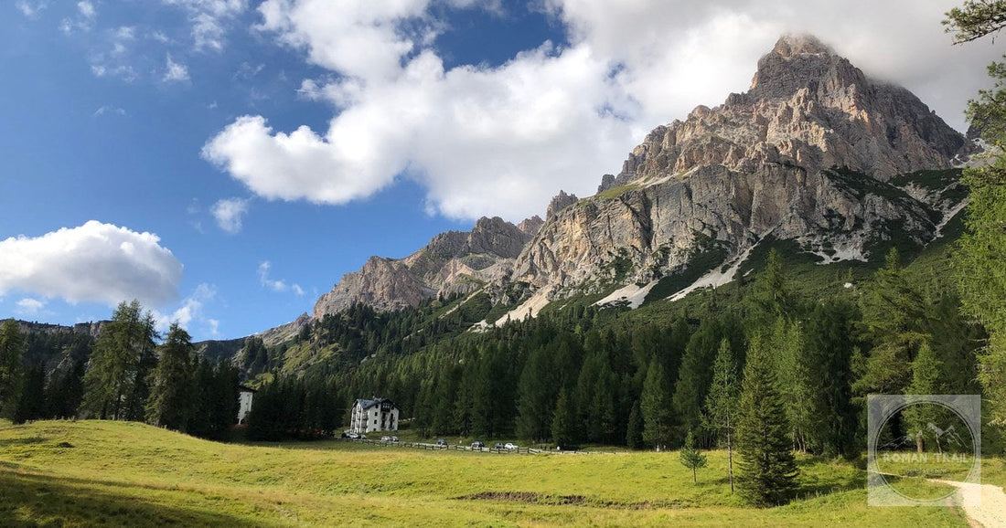 Mountains above the green valley at Cortina d'Ampezzo, Italy