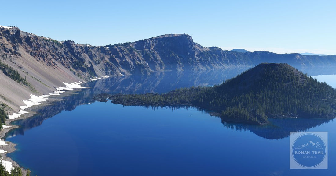 Crater Lake and its caldera from the air, Oregon
