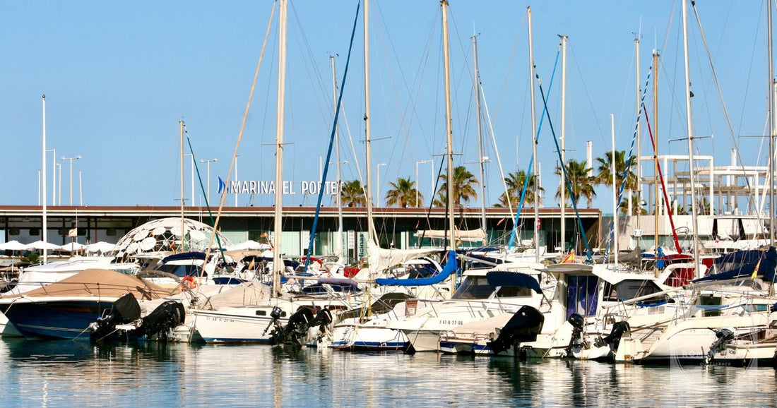Sailboats and yachts moored at the Marina El Portet de Dénia, Spain