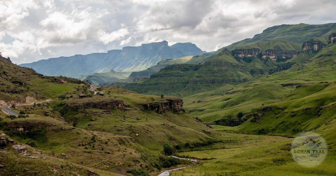 The Drakensberg mountains and green foothills, South Africa