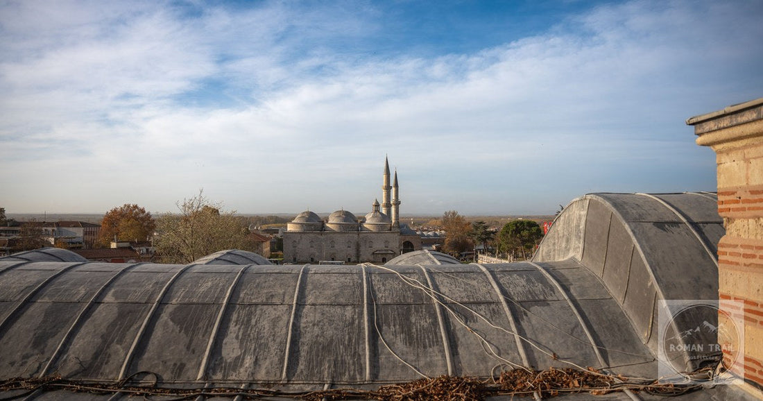 The roofs and minarets of Edirne under a clear sky, Turkiye