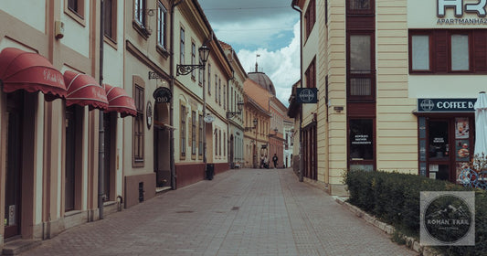 A cobbled alley of historic houses in Eger, Hungary