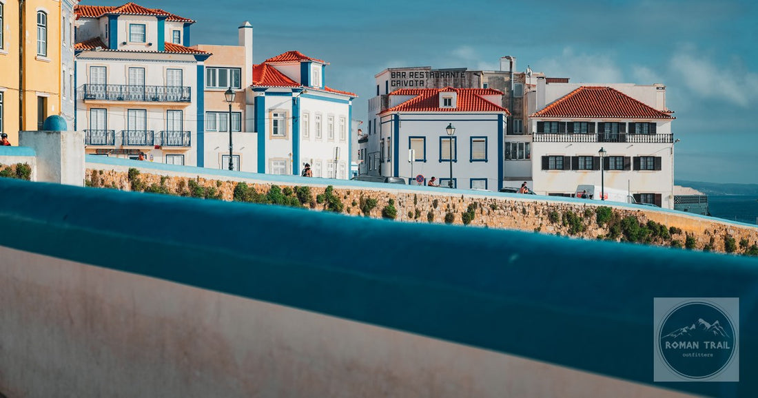 Whitewashed houses above the coast at Ericeira, Portugal