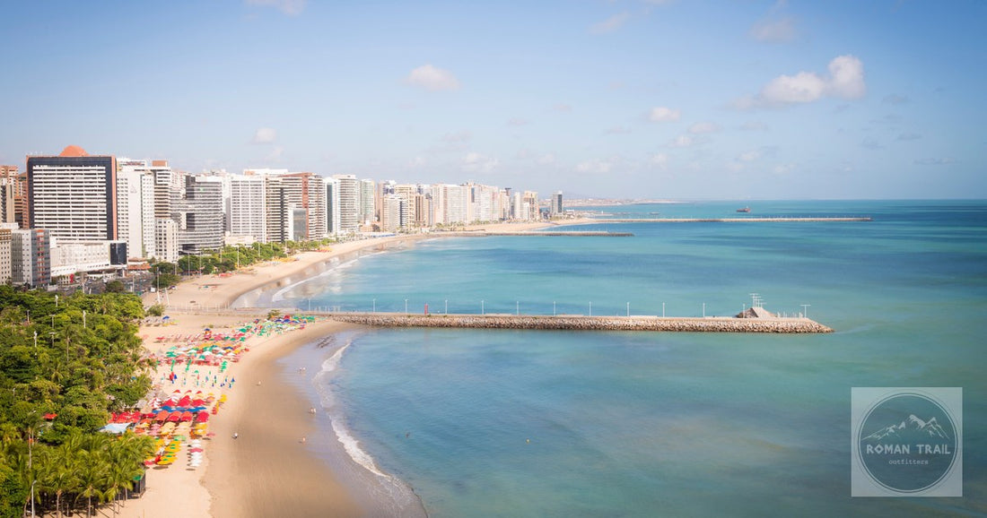 The beach and city skyline at Fortaleza, Ceara, Brazil