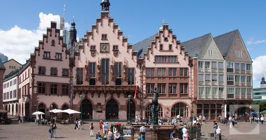 Historic buildings on the Roemer square in Frankfurt, Germany