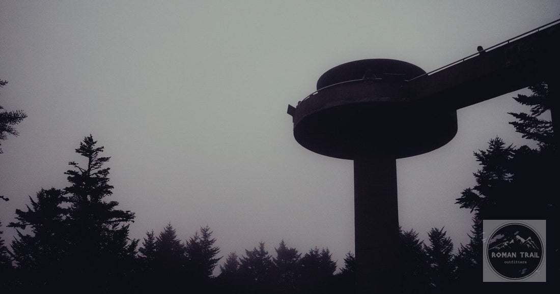 The Clingmans Dome tower in fog, Great Smoky Mountains National Park