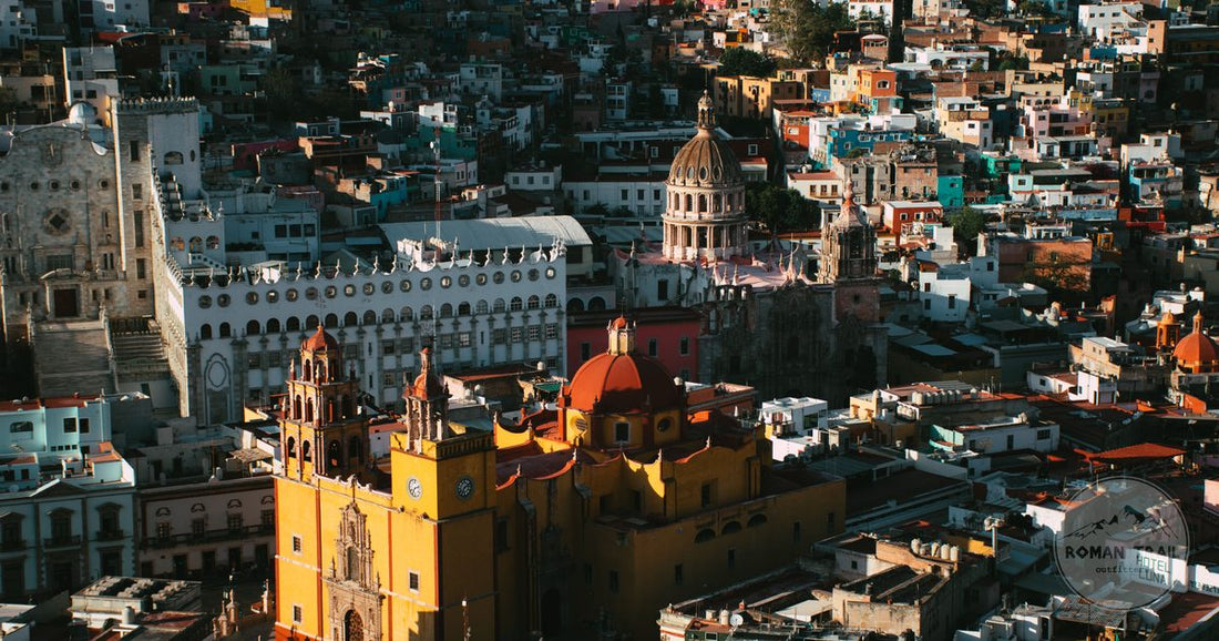 Aerial view of Guanajuato City and its basilica, Mexico