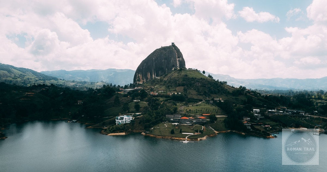 The El Penol rock above the lakes at Guatape, Colombia