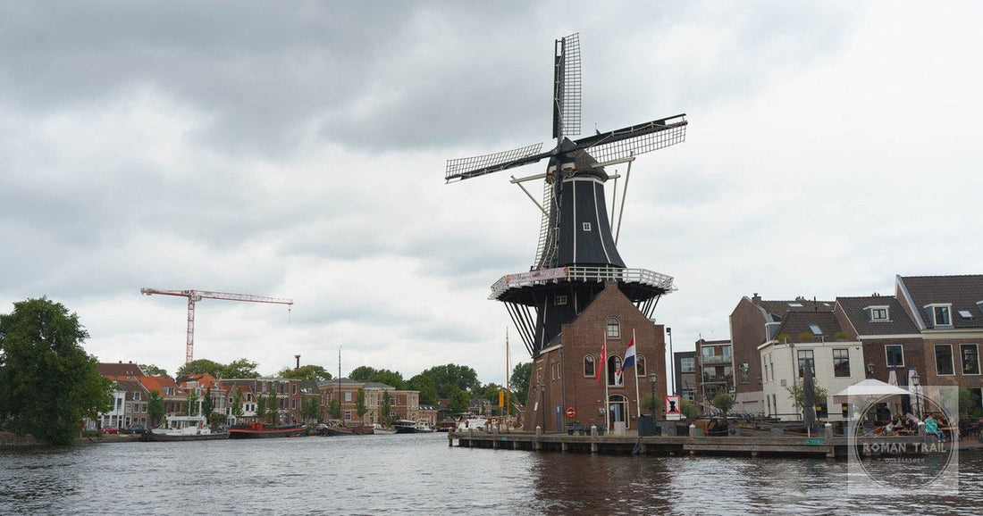 A windmill beside the Spaarne river at Haarlem, Netherlands