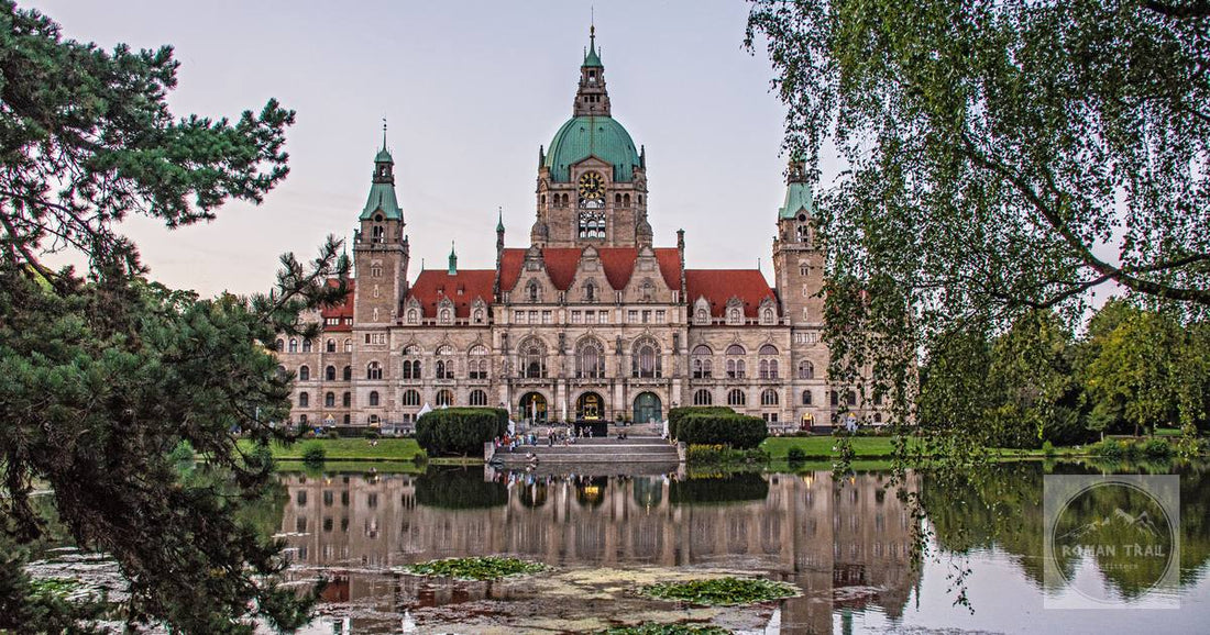 The New Town Hall reflected in its pond at Hannover, Germany
