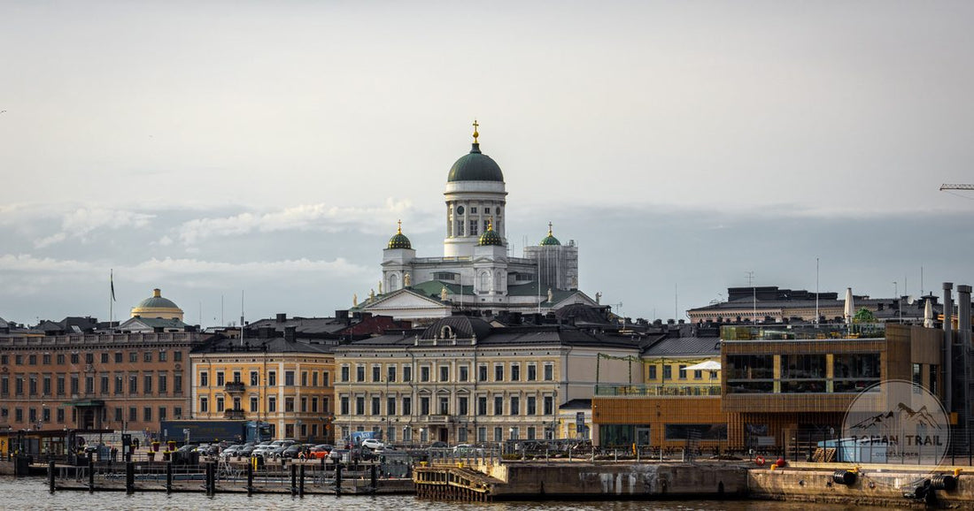 Helsinki Cathedral and the surrounding buildings seen from the harbour, Finland