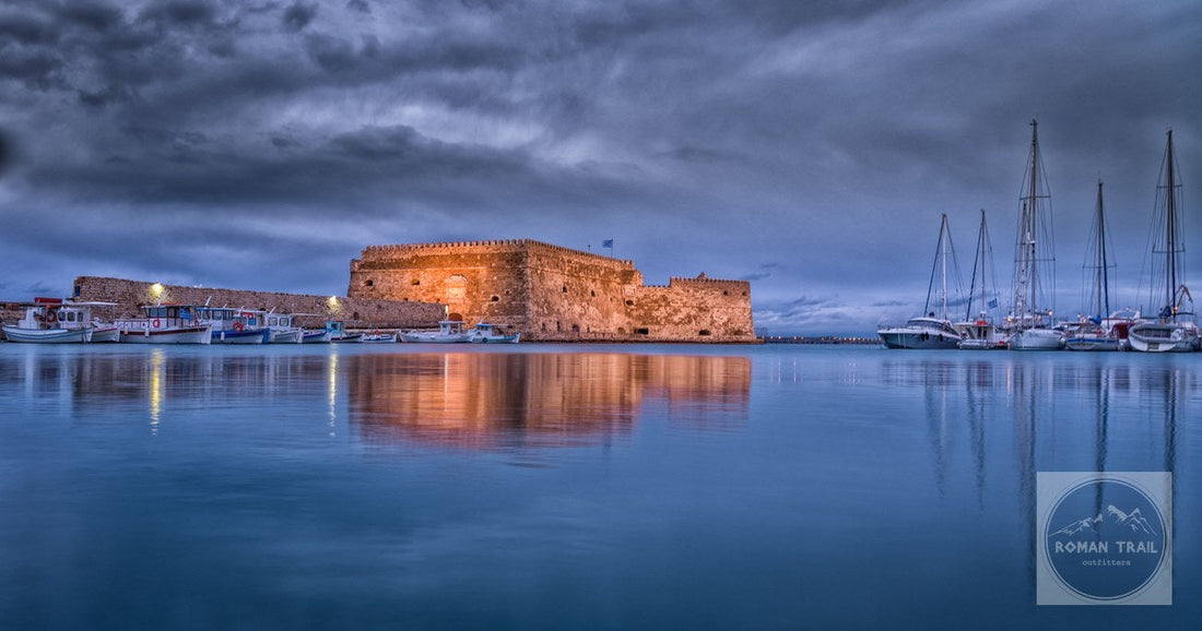 The Koules fortress at the entrance to Heraklion harbour at dusk, Crete