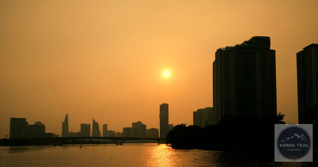 Warm sunset over the Saigon River skyline in Ho Chi Minh City Vietnam, featured image for a Ho Chi Minh City packing list for women