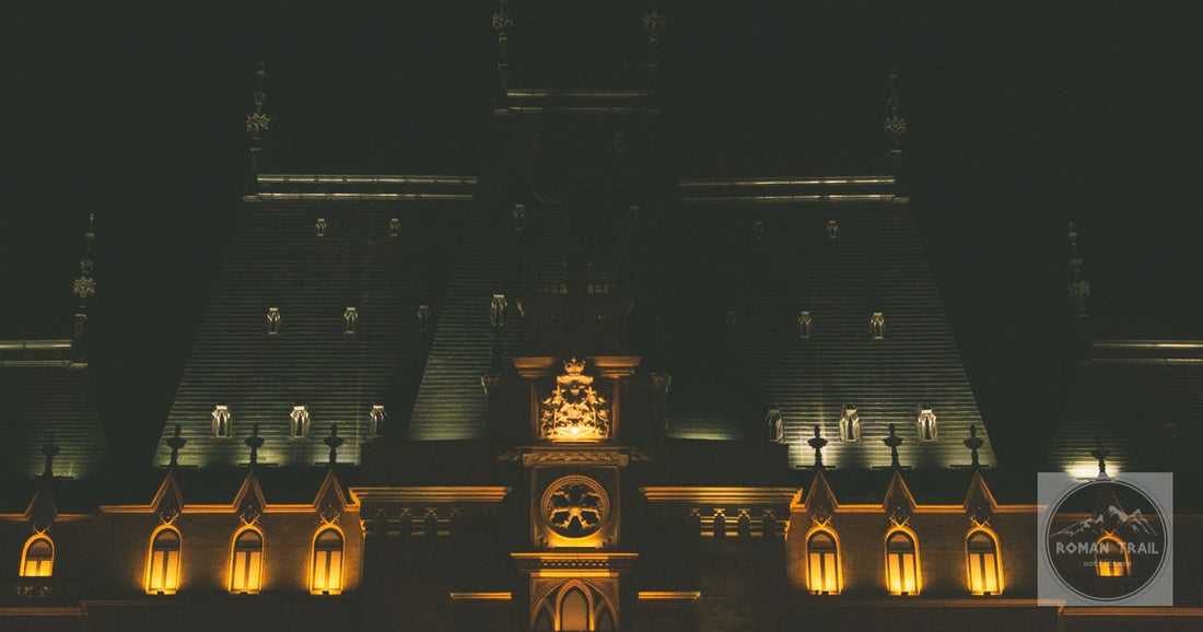 The Palace of Culture at Iasi, Romania, lit at night