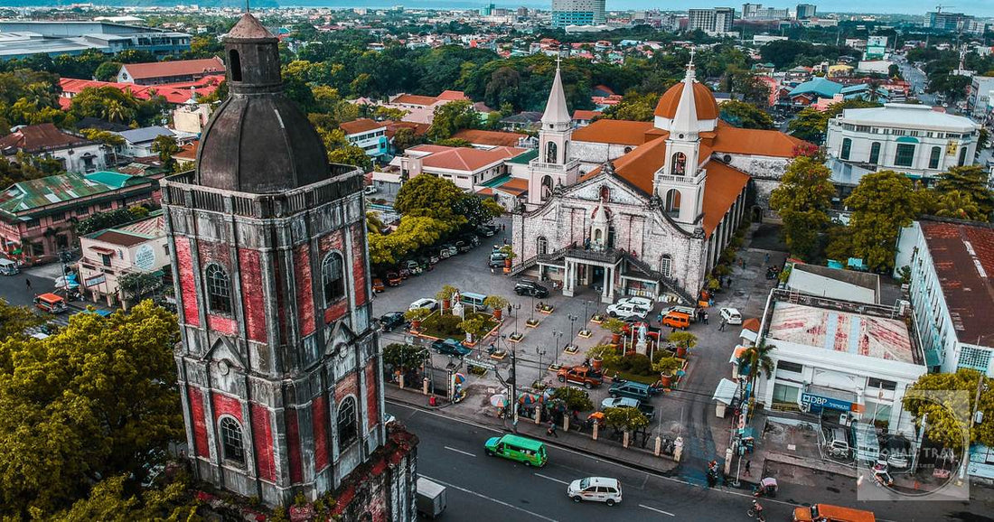 Jaro Cathedral and the surrounding city in Iloilo, Philippines