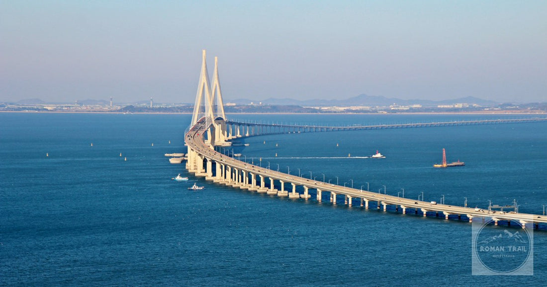 The Incheon Bridge crossing open water, South Korea