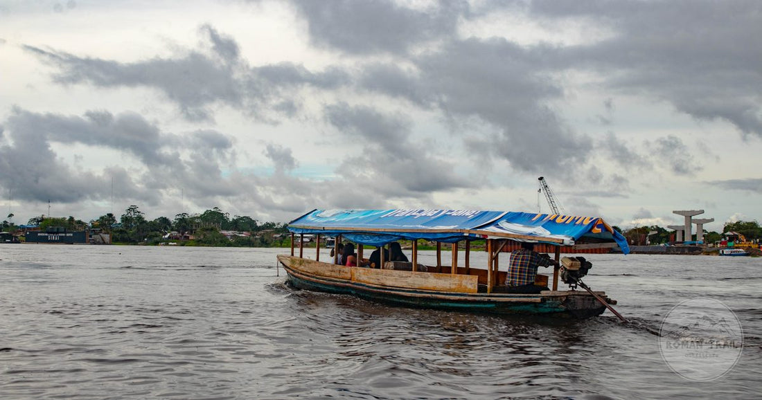 Boats on the Amazon river near Iquitos, Peru
